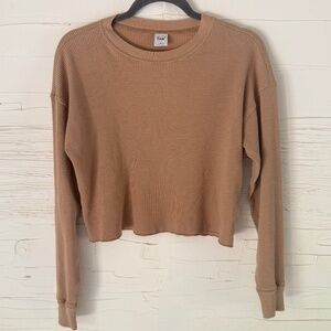 TNA for Aritzia | Size XS (Fits S) | Waffle Knit Long Sleeve- Burnt Orange/Brown